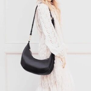 Jules Kae Zola Moon Hobo Shoulder Bag. NWT. Black Vegan Leather. Large #376